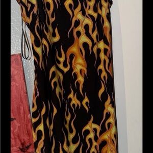 Bear Dance Black Dress with Vibrant Flame Design